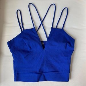 EUC Cropped V Neck Strappy Blue Going Out Top